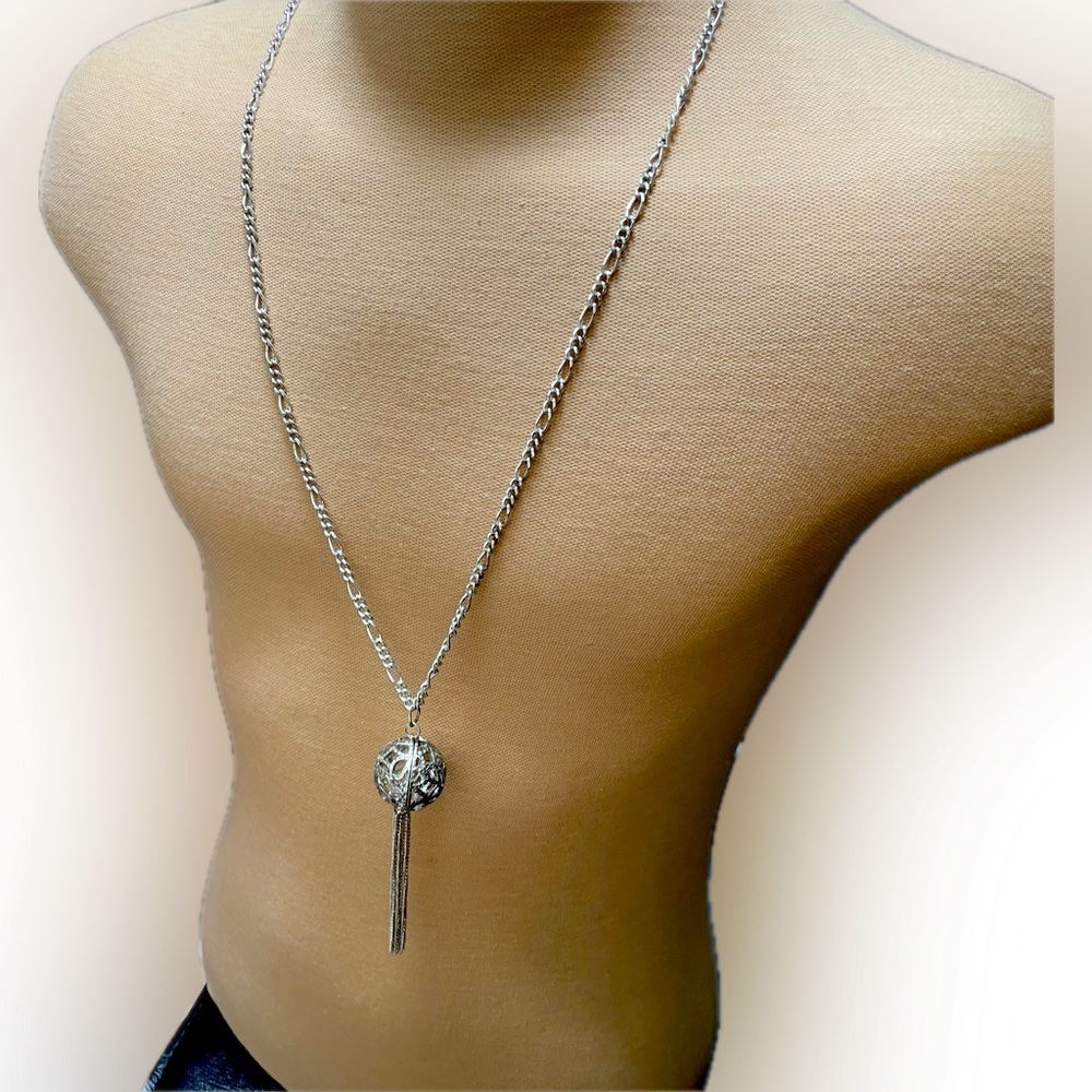 Silver ball cage necklace